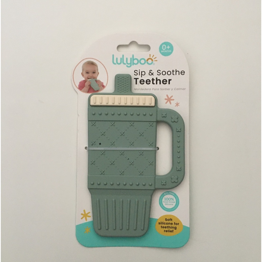NEW Baby Lulyboo Sip & Soothe Teether Soft Flexible Easy to Hold BPA free.